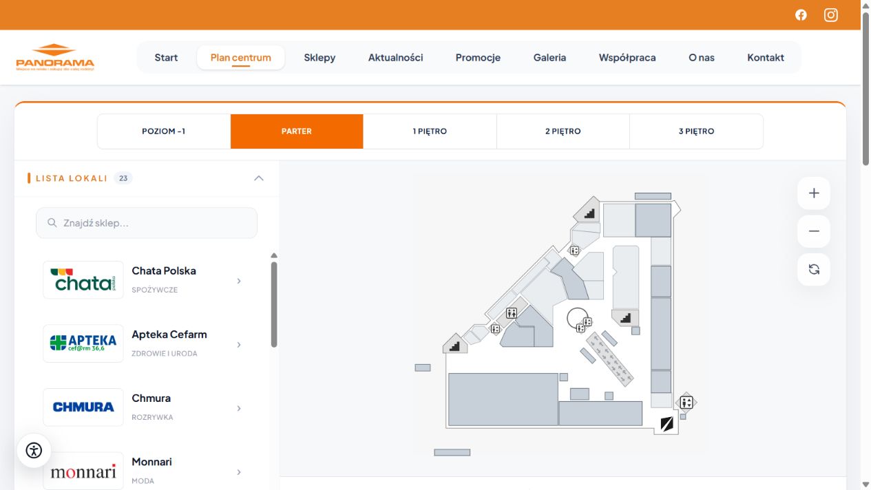 Interaktywny plan centrum handlowego Panorama